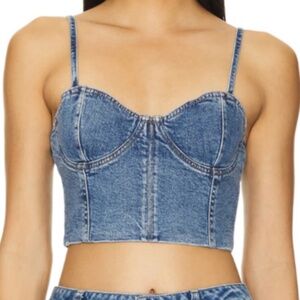 Alice + Olivia Cropped Denim Bustier
